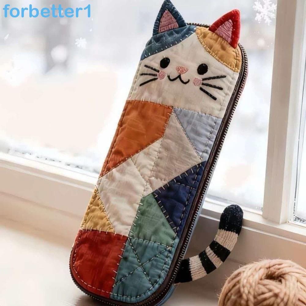 Estojo De Lápis De Gato FORBETTER , Bolsa De Caneta De Desenho Animado Estilo Japonês Patchwork Armazenamento De Papelar