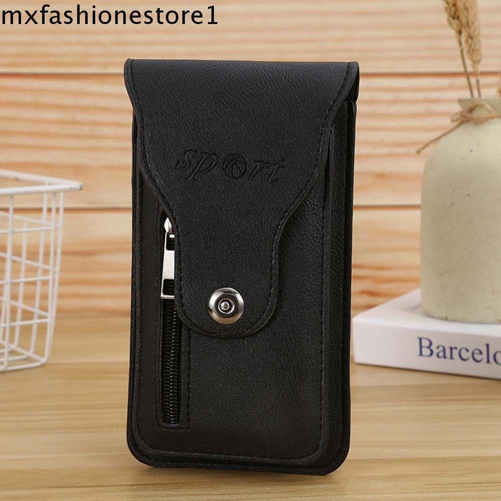 MXFASHIONE Suporte Para Celular Com Botão E Zíper Unissex Carteira Externa Retrô Multifuncional Bolsa De Cintura Portáti