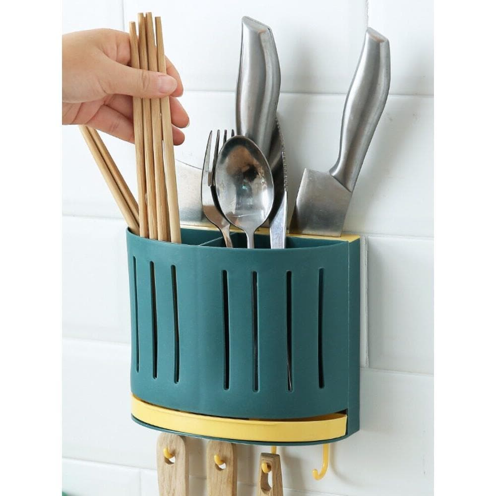Família sala dupla pauzinhos gaiola cozinha fixado na parede pauzinhos cesta talheres dreno tubo Rack tubo rápido colher