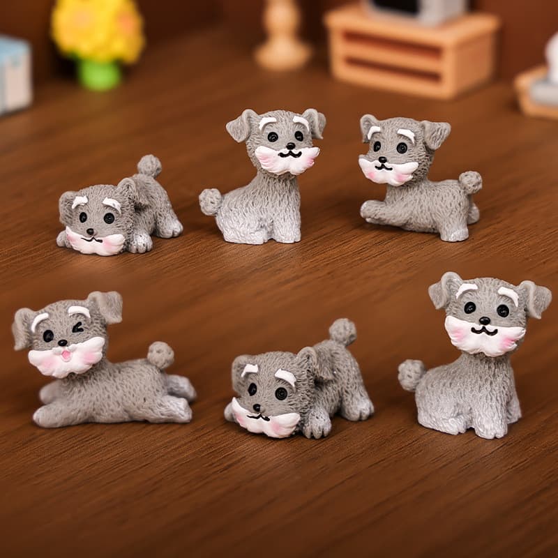 Micro paisagem criativa bonito Schnauzer filhote de cachorro boneca diy paisagismo decoração acessórios carro Desktop pe
