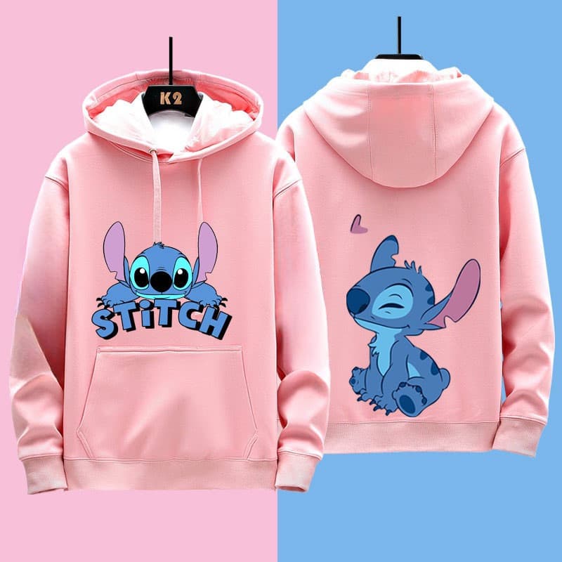 Moletom Casal Stitch Suas Roupas Com Capuz Anime Moletom Unissex Manga Comprida moda toop