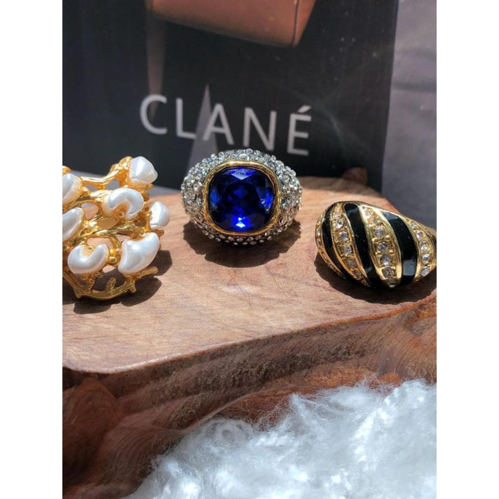 Novo estilo Medieval indústria pesada diamante esmalte corte pedra preciosa diamante pérola oco gravura padrão All-Match