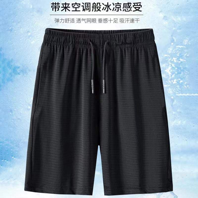 Calças cortadas de secagem rápida de seda gelo homens pai de meia-idade verão Shorts casuais de meia-idade idosos finos