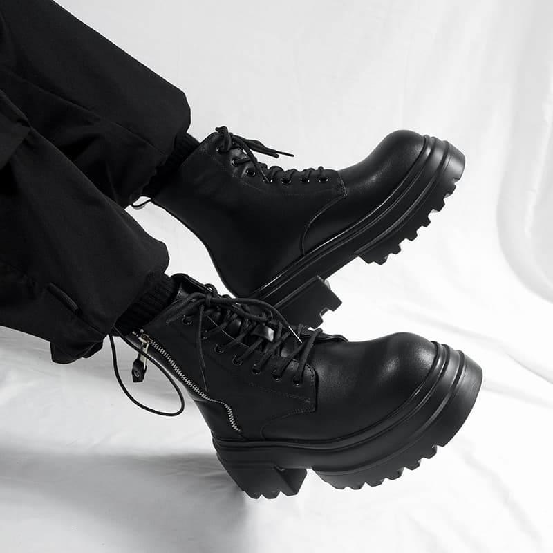 Estilo britânico preto Martin botas masculinas de alta qualidade zíper lateral ferramentas botas de motocicleta primaver