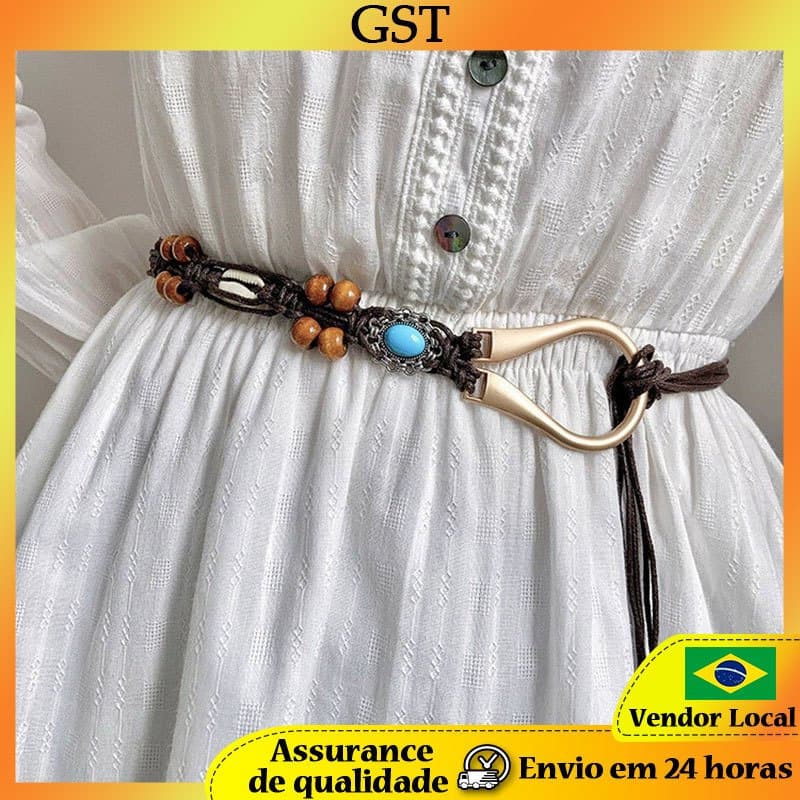 Cinto boêmio liga fivela concha cintura corrente feminina corda vestido decorativo estilo étnico acessórios espartilho