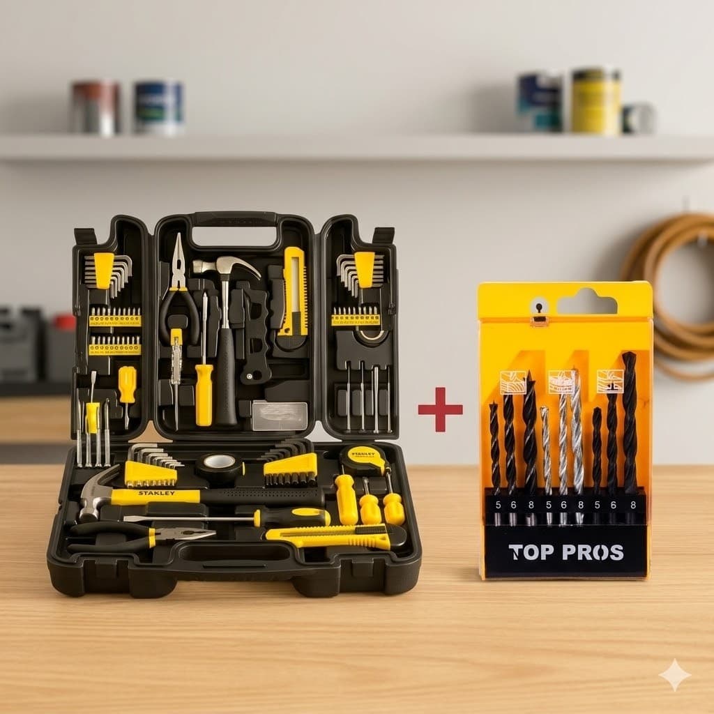 Kit Ferramentas 200 Peças com Maleta + Jogo de Brocas 9 Peças