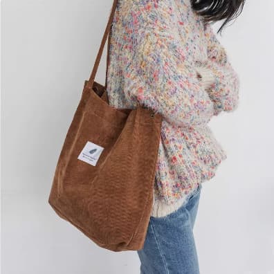 2024 Design Original estilo preguiçoso chique veludo Retro Casual bolsa de ombro feminina grande lona de pelúcia bolsa f