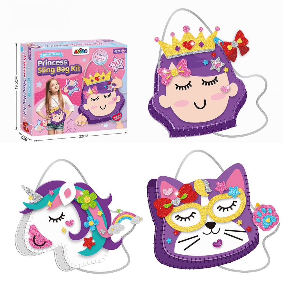 Kit de Materiais para Bolsa de Feltro Não Tecido Criativa para Crianças, Brinquedo Educativo para Costura entre Pais e F