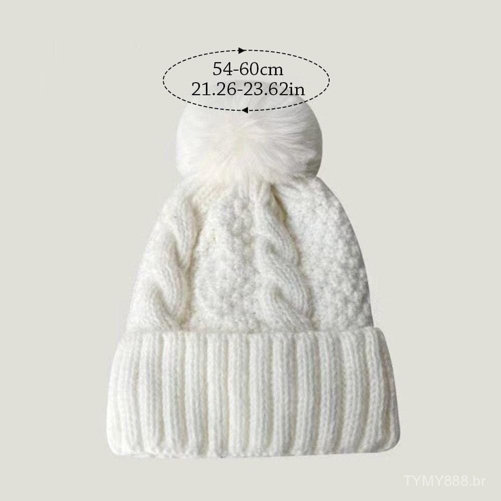 Gorro de malha, gorro de inverno quente com proteção para as orelhas, gorro unissex elástico casual de pelúcia.