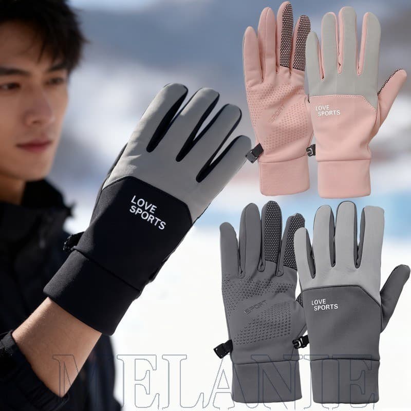 Luvas Antiderrapantes Com Tela Sensível Ao Toque De Inverno-Para Esqui Ar Livre , Ciclismo-Luva De Pelúcia Dedos Inteiro