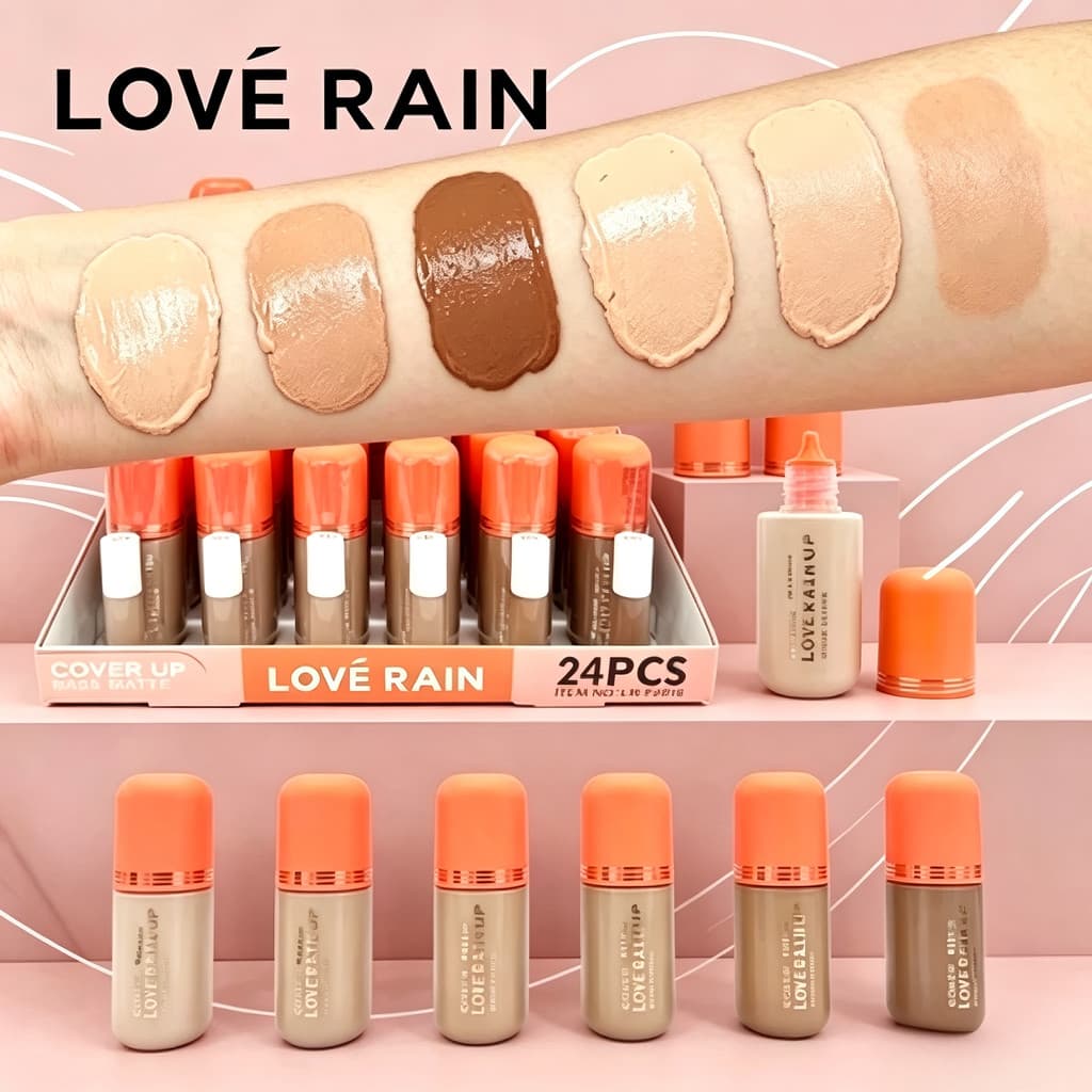 Base Matte Cover Up Love Rain Cobertura Alta Aveludado e Resistente à Água-LR-2016