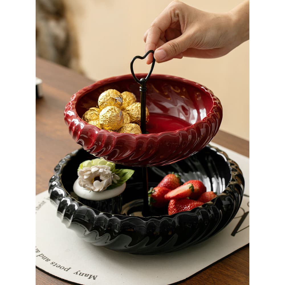 Novo prato de frutas dupla camada High-End luz luxo sala de estar mesa de café decoração Hotel girassol semente doces la
