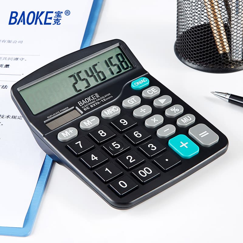 Calculadora de energia Solar Baoke EC837A Contabilidade financeira Dual Power Office Tipo comercial Tela grande Calculad