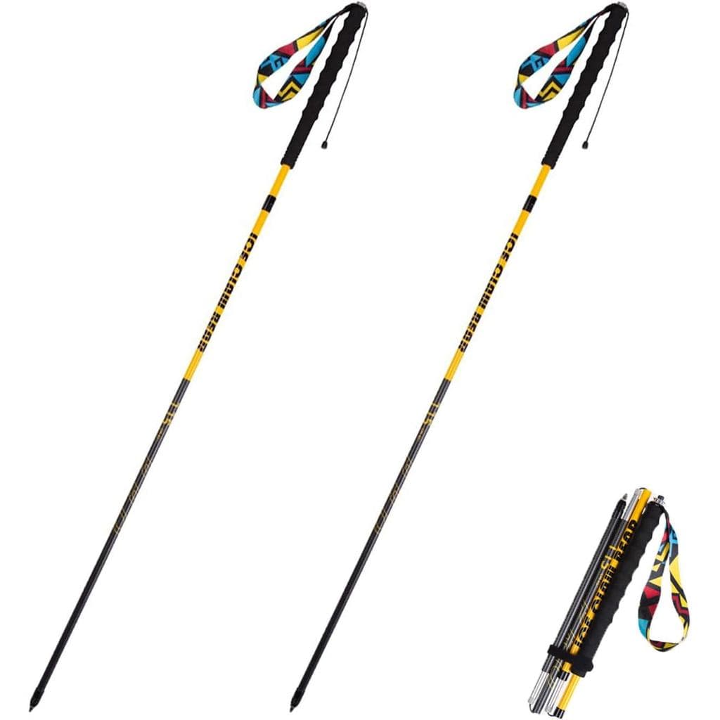 Bastões de caminhada e corrida off-road - conjunto de 2 peças de bastões de trekking de fibra de carbono com 4 seções, u