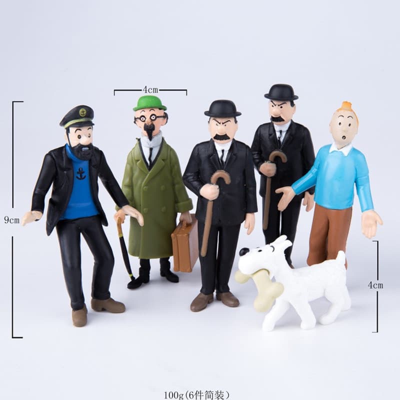 6 Pçs/Set 8 Cm Novo Anime Dos Desenhos Animados The Adventures of Tintin Ação Figuras Bonito Quadrinhos Miou Dupont PVC