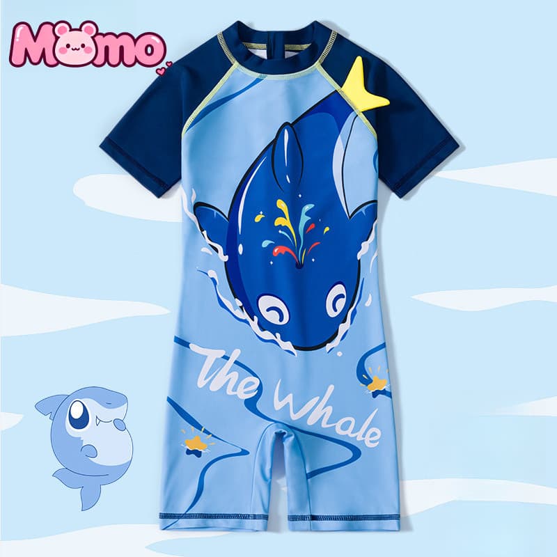 Maiô infantil de desenho animado para meninos, maiô esportivo de peça única, confortável para a pele.