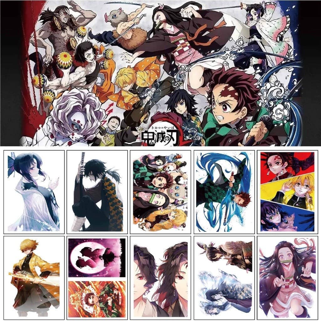 Anime "Demon Slayer" 10 Adesivos de Tatuagem Demon Slayer B5MT