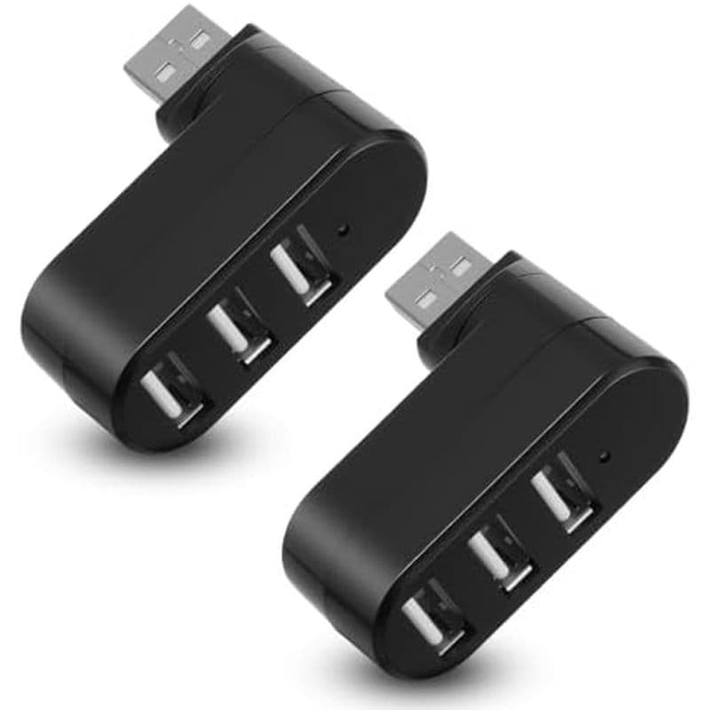 2 Pacotes De Hub USB De 3 Portas [90 °/180 Grau Giratório] Divisor Expansor Adaptador Multiporta Com Carregador De Dados