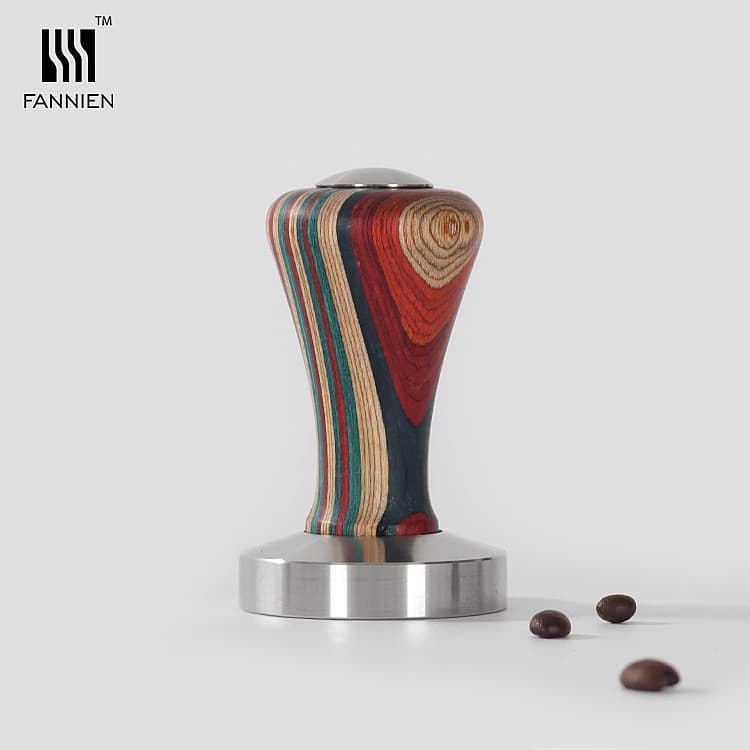 Prensa de pó de aço inoxidável, prensa de pó de café, martelo colorido, cabo de madeira, pano de pressão instantâneo ita