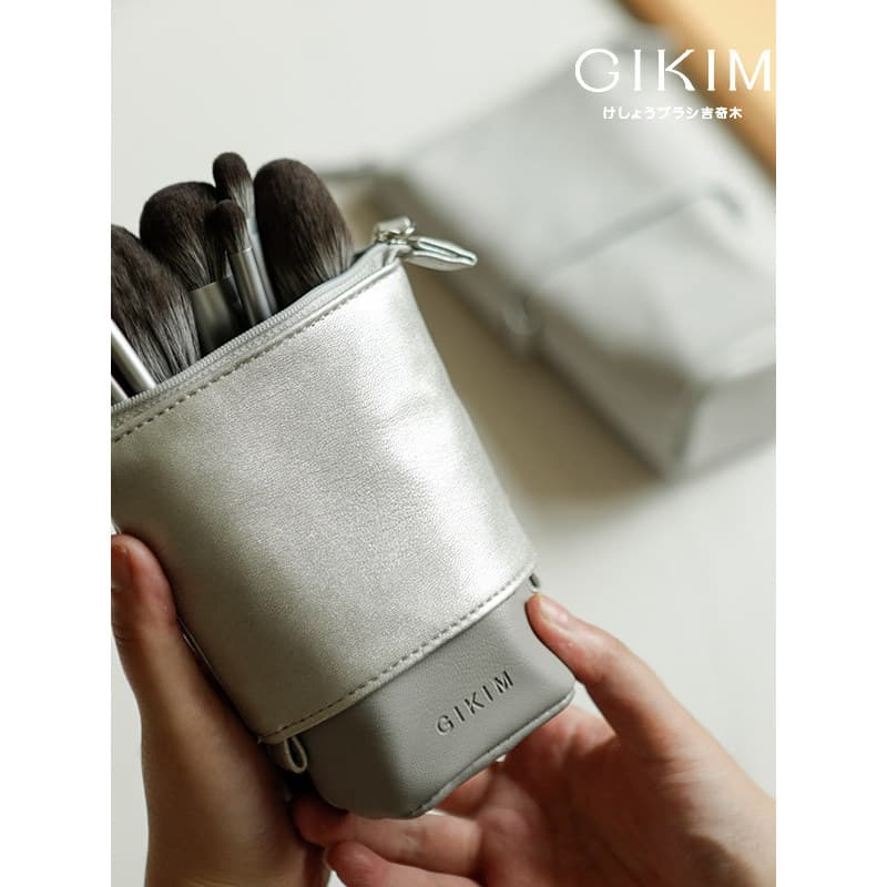 GIKIM/GIKIM Novo produto retrátil couro falso pincel de maquiagem bolsa de pincel de maquiagem bolsa de pincel vazia bol