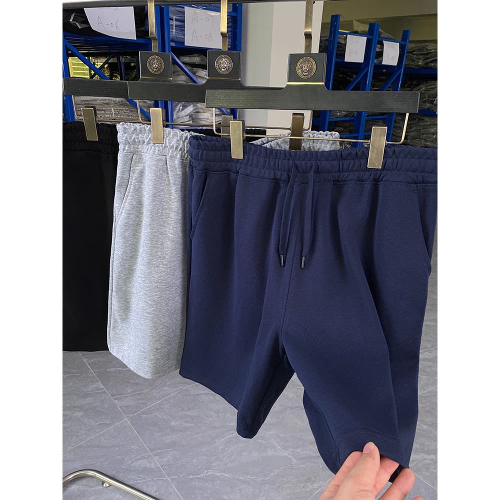 Cor sólida all-match na moda masculina calças de 5 pontos calças de comprimento médio verão masculino cintura elástica S