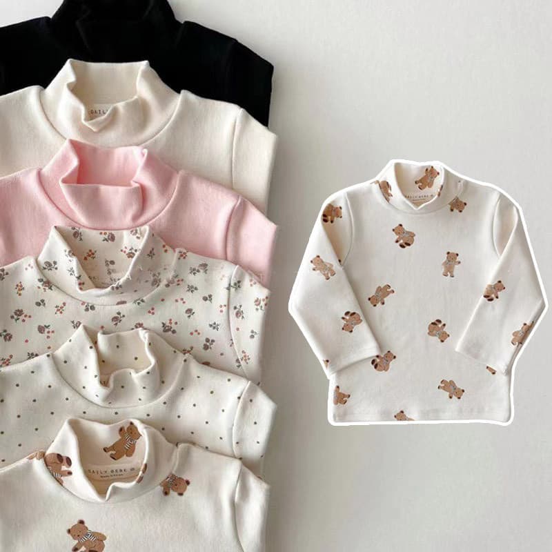 Crianças de manga comprida camiseta primavera outono puro algodão meia gola alta camisa de fundo moda masculina mulher b