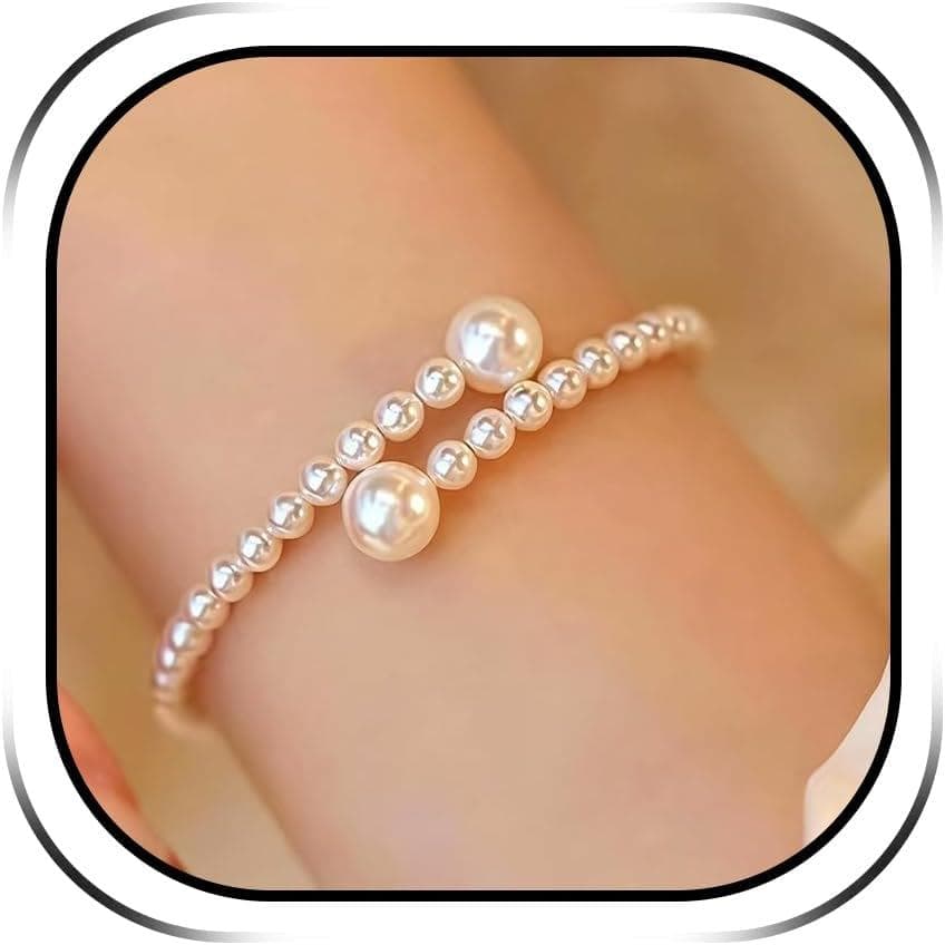 Pulseiras de Pérolas para Mulheres, Pulseira Delicada de Pérolas Douradas, Elástica e Empilhável, para Noivas, Pre