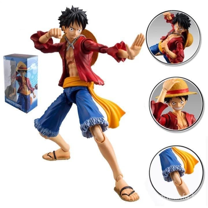 Figura do Luffy com Chapéu de Palha e Acessórios 18cm One Piece Em Estoque Pronto para Envio 2Q0G