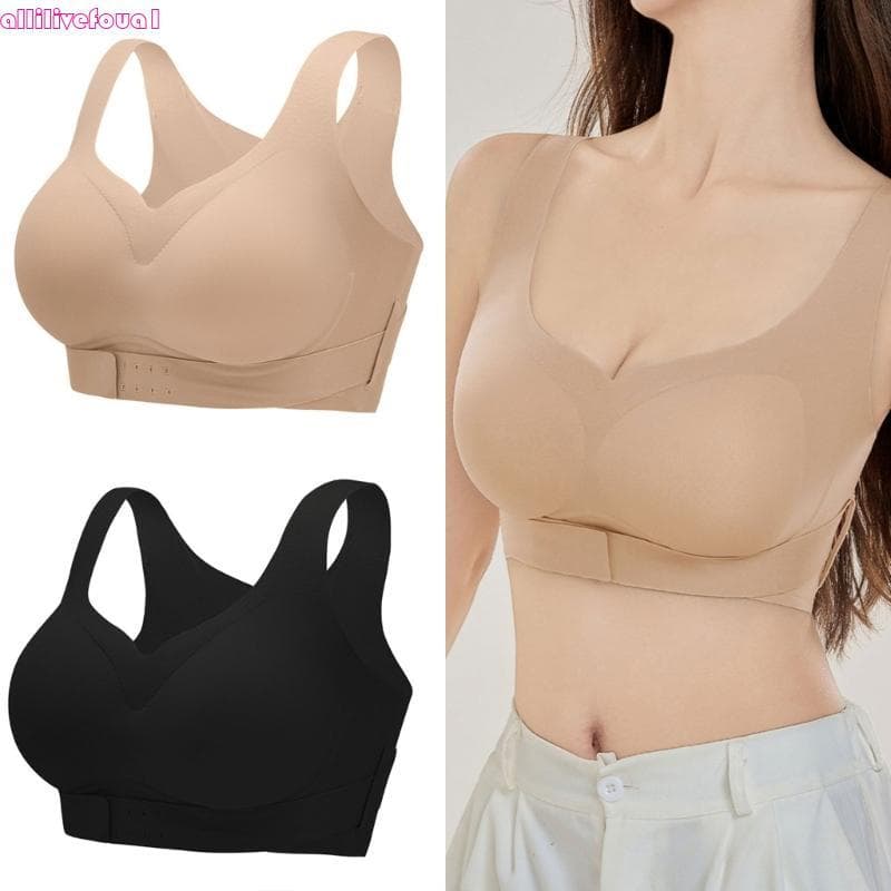 allilivefoua1 Sutiã Suporte Invisível Fechamento Frontal Natural Lift Bralette Nylon Macio