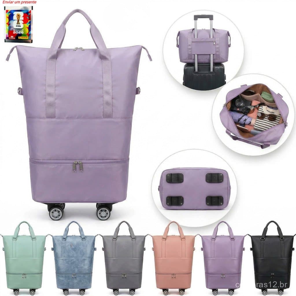 Bolsa De Viagem Grande Expansível Com Rodinhas Impermeável