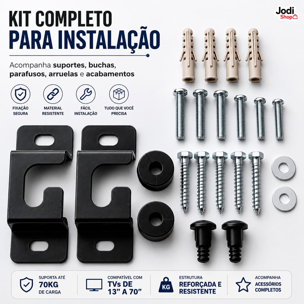 Kit Suporte Fixo para TV de Parede com Design Discreto e Acabamento Moderno