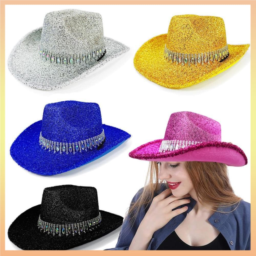 Lindo Chapéu de Cowboy em Forma de Coração com Strass, Estilo Ocidental Moderno e Brilhante, Ultra-Leve, Adequado para F