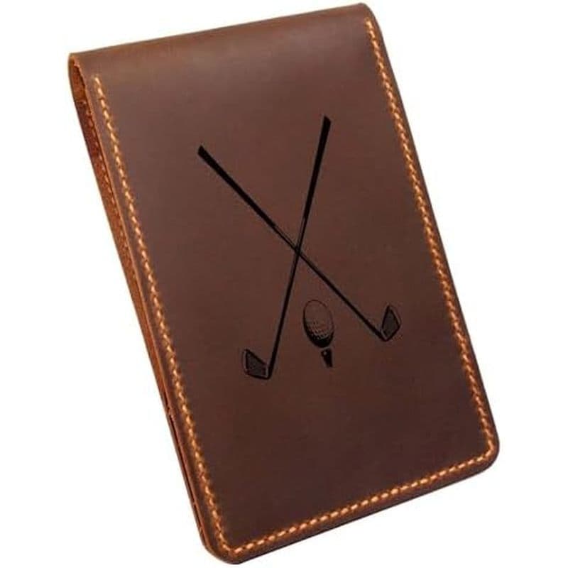 Cartão De Pontuação De Golfe De Couro & amp ; Suporte Para Livro De Quintal , Presente Personalizado , Presentes O Pai G