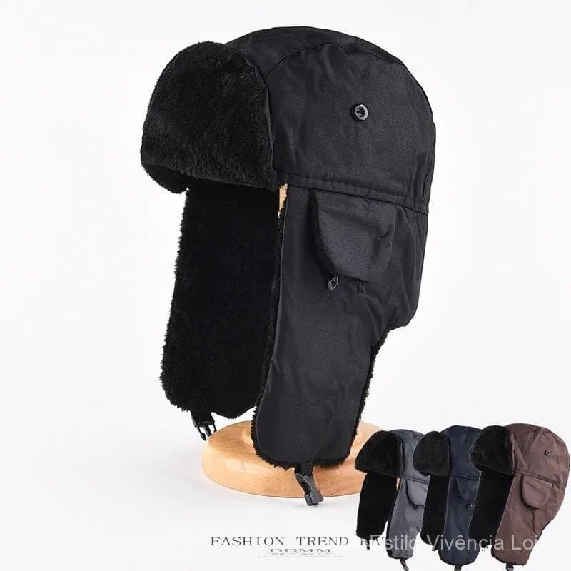Chapéu Russo Para Homens E Mulheres , Bomber Quente Com Abas De Orelha De Esqui De Inverno , Sólido , Fofo , Pele Sintét