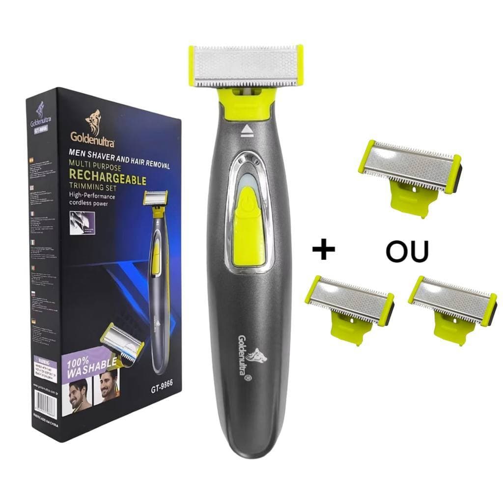 Barbeador Elétrico GT-9866 À Prova D'Água USB + Refil de Lâmina