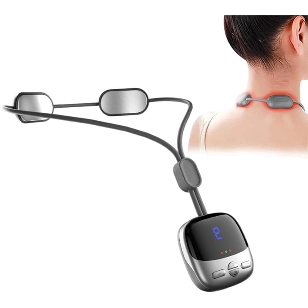 Massageador de pescoço portátil com função de aquecimento, pesando 58 gramas, 4 modos e 9 níveis de intensidade, massage