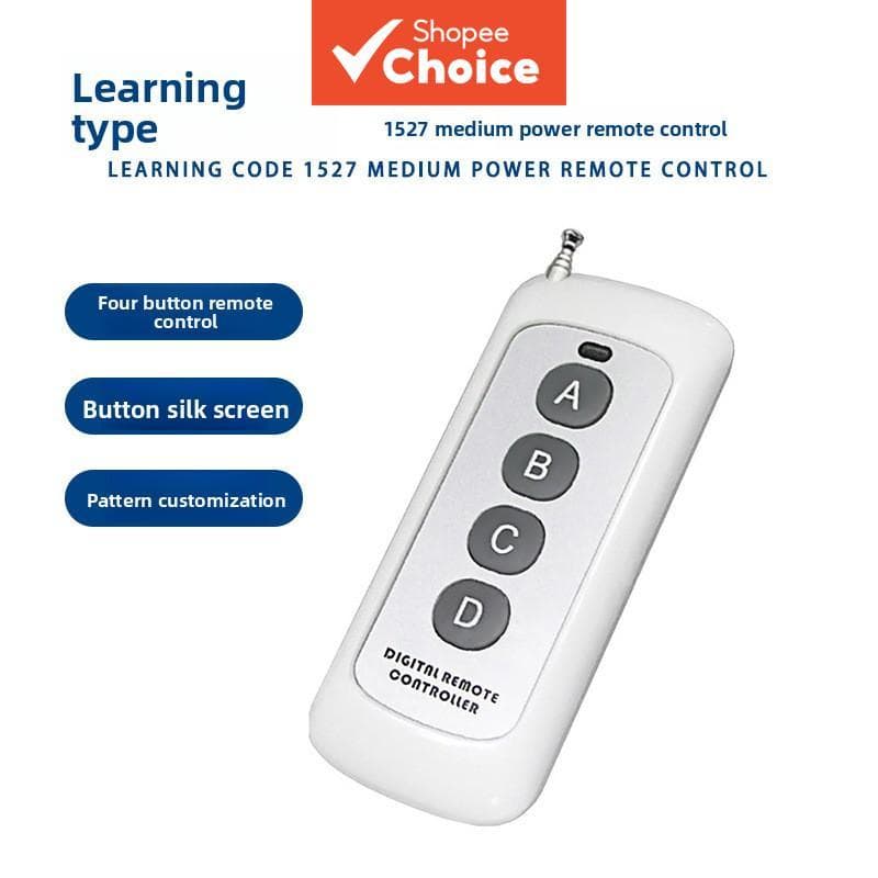 Controle remoto universal de 433 MHz com função de cópia, transmissor de RF de 500 m, duplicador de clonagem automática