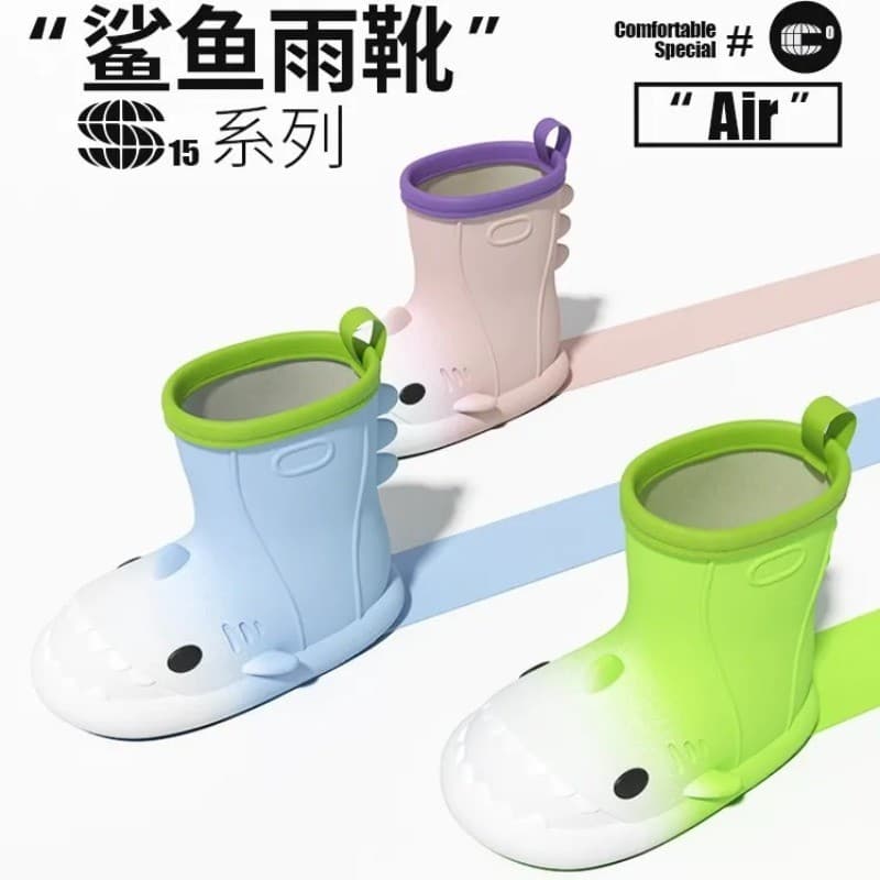 Chikoku bonito pequeno tubarão botas de chuva feminino confortável antiderrapante botas de chuva moda Casual botas curta