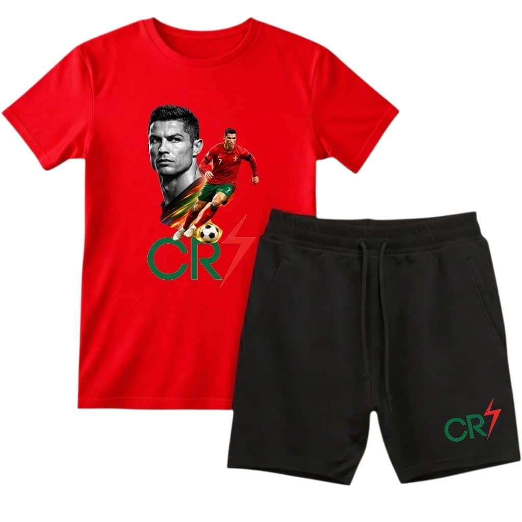 Kit Conjunto CR7 Camisa + Short de Moletom Cristiano Ronaldo Masculino Infantil/Juvenil 100% Algodão Envio rapido blusa