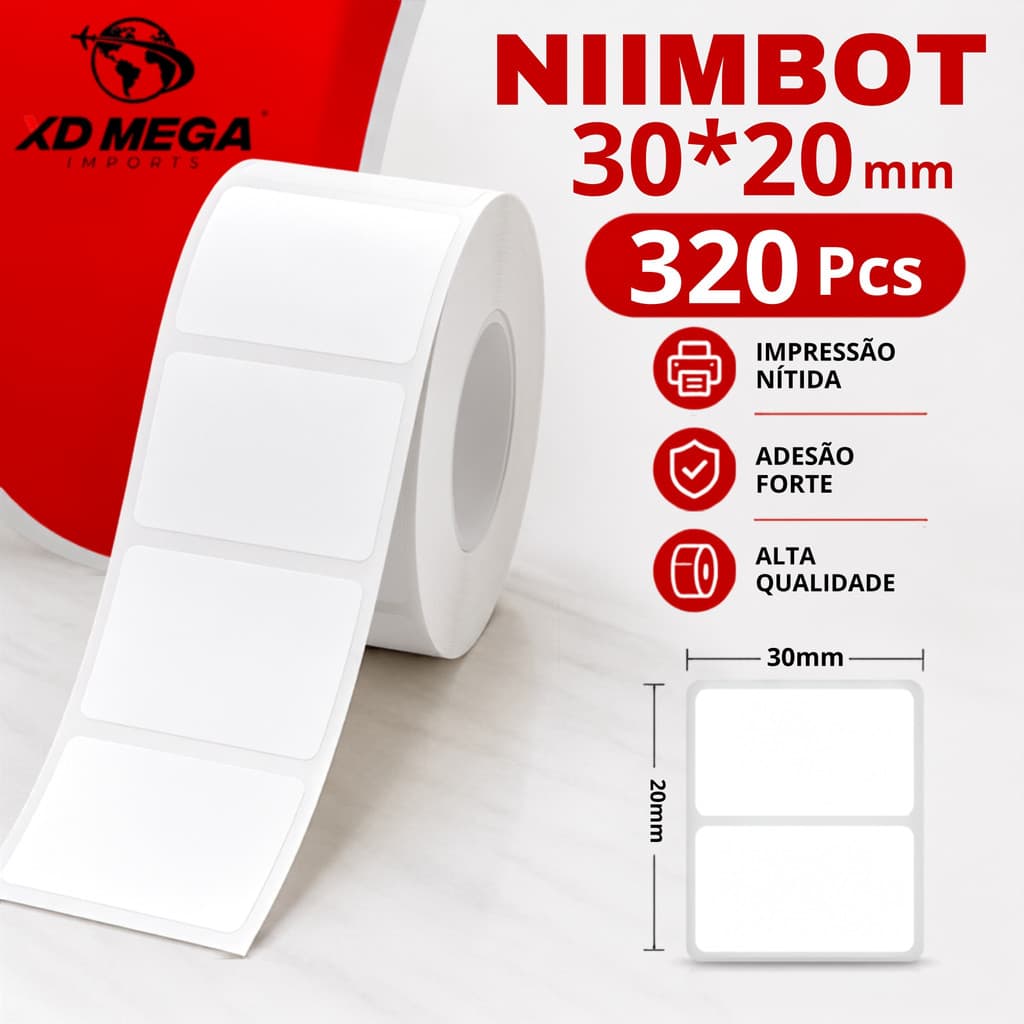 Rolo Etiqueta Niimbot B1 / B21 / B3s / B203 30x20mm (320un)