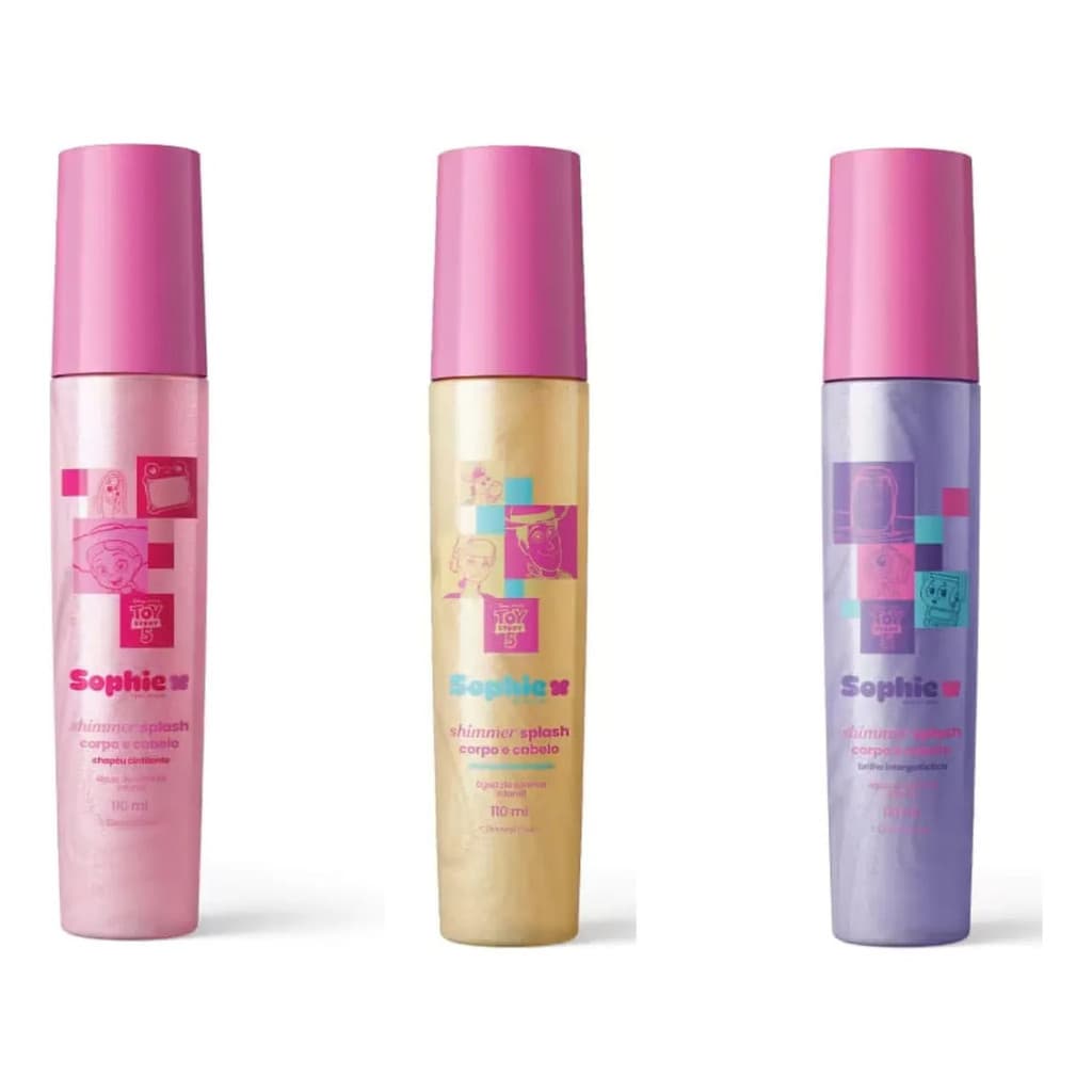 Combo Shimmer Splash Sophie Spray com glitter corpo e cabelo  meninas de O Boticário