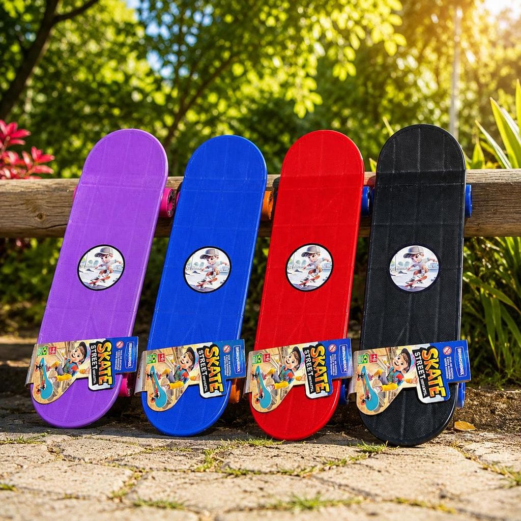 Skate Infantil Colorido Brinquemix Para Crianças Resistente Radical Leve Aguenta 40kg