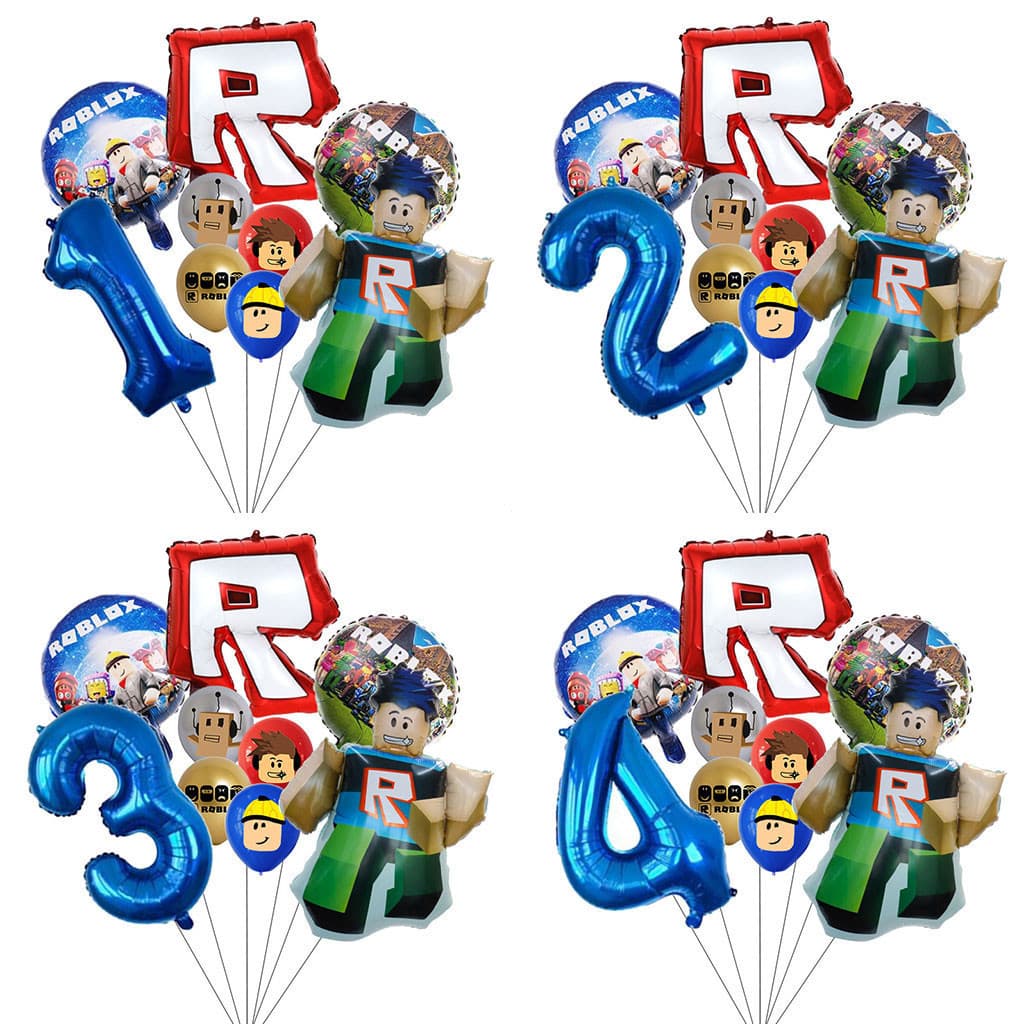 Conjunto de 9 Balões de Número de Aniversário em Papel Alumínio Roblox Y6FS