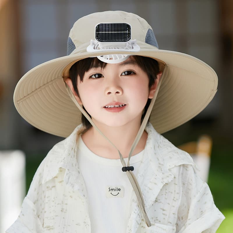 Com ventilador crianças chapéu protetor Solar borda grande meninos chapéu de sol verão meninas chapéu de sol ventilador