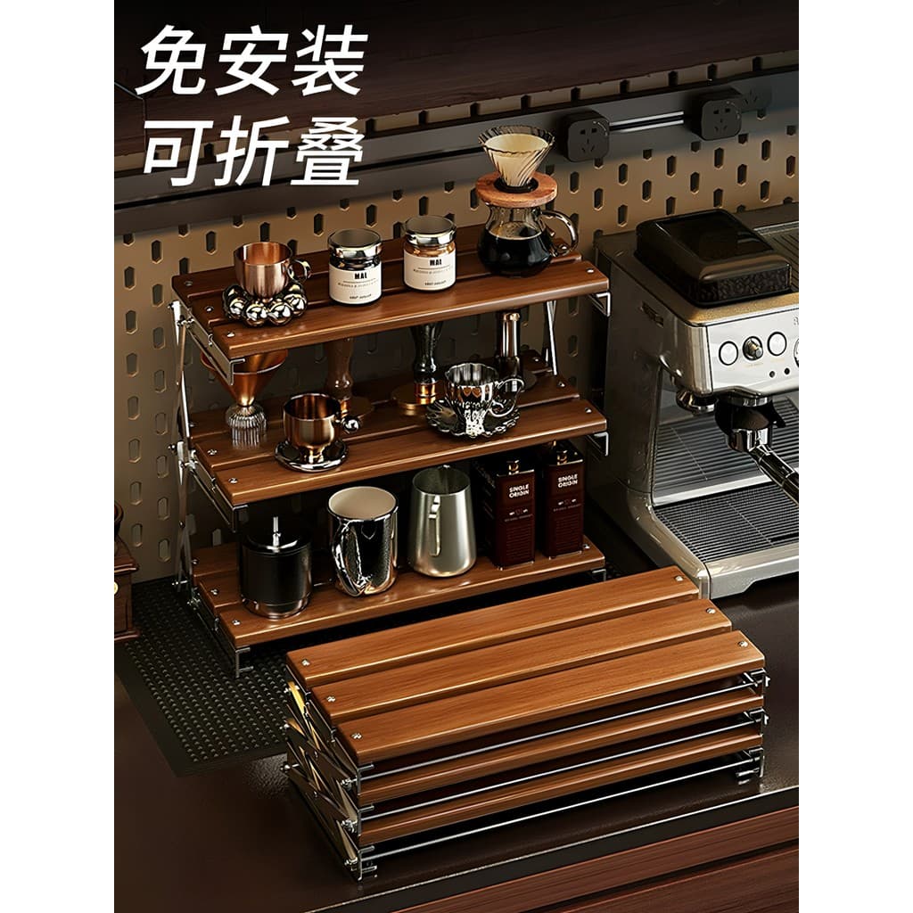 Mesa de jantar prateleira de madeira maciça pequena Multi-camada copo de água Rack de armazenamento Desktop xícara de ch