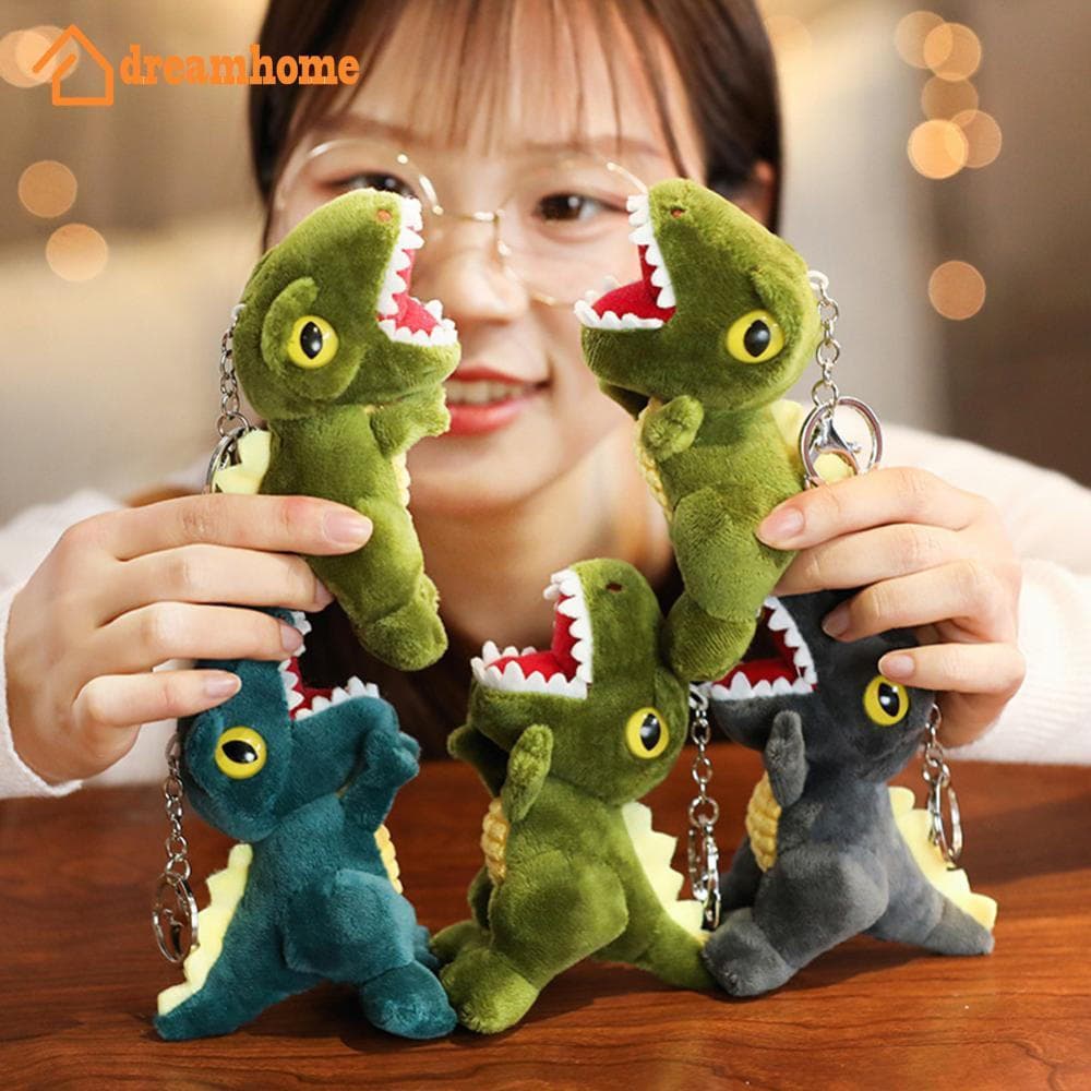 DREAMHOME 14cm Mini Dinossauro Brinquedos De Pelúcia Chaveiro Saco Pingente Bonito Tiranossauro Boneca Para Crianças Ani