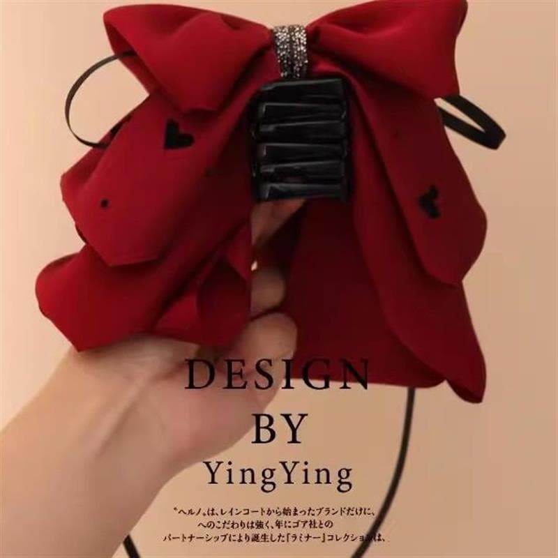 High-End fita arco grampo de cabelo outono inverno novo estilo ano novo clipe vermelho volta cabeça grampo de cabelo rab