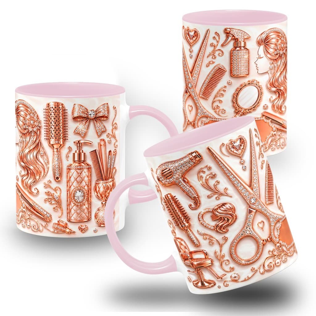 Caneca Personalizada de Cabeleireira Profissional Salão de Beleza com Nome - Colorida