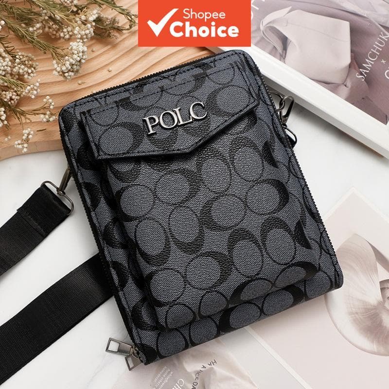 Bolsa masculina de negócios com estampa tiracolo, bolsa de ombro, zíper duplo, grande capacidade para documentos, bolsa