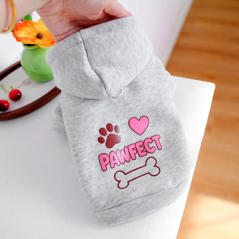 Moletom Com Capuz Roupas Para Animais De Estimação Cães E Gatos , Roupa Quente Espessada De Outono/Inverno , Cinza Claro
